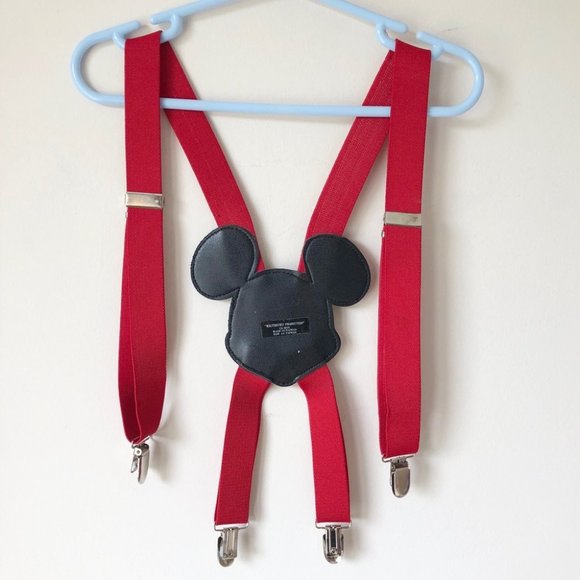 Vintage Disney Mickey Mouse Red Elastic Suspenders - Picture 2 of 6